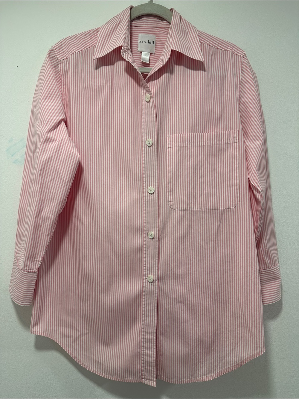 Kate Hill Pink & White Striped Button-Down Shirt 003
